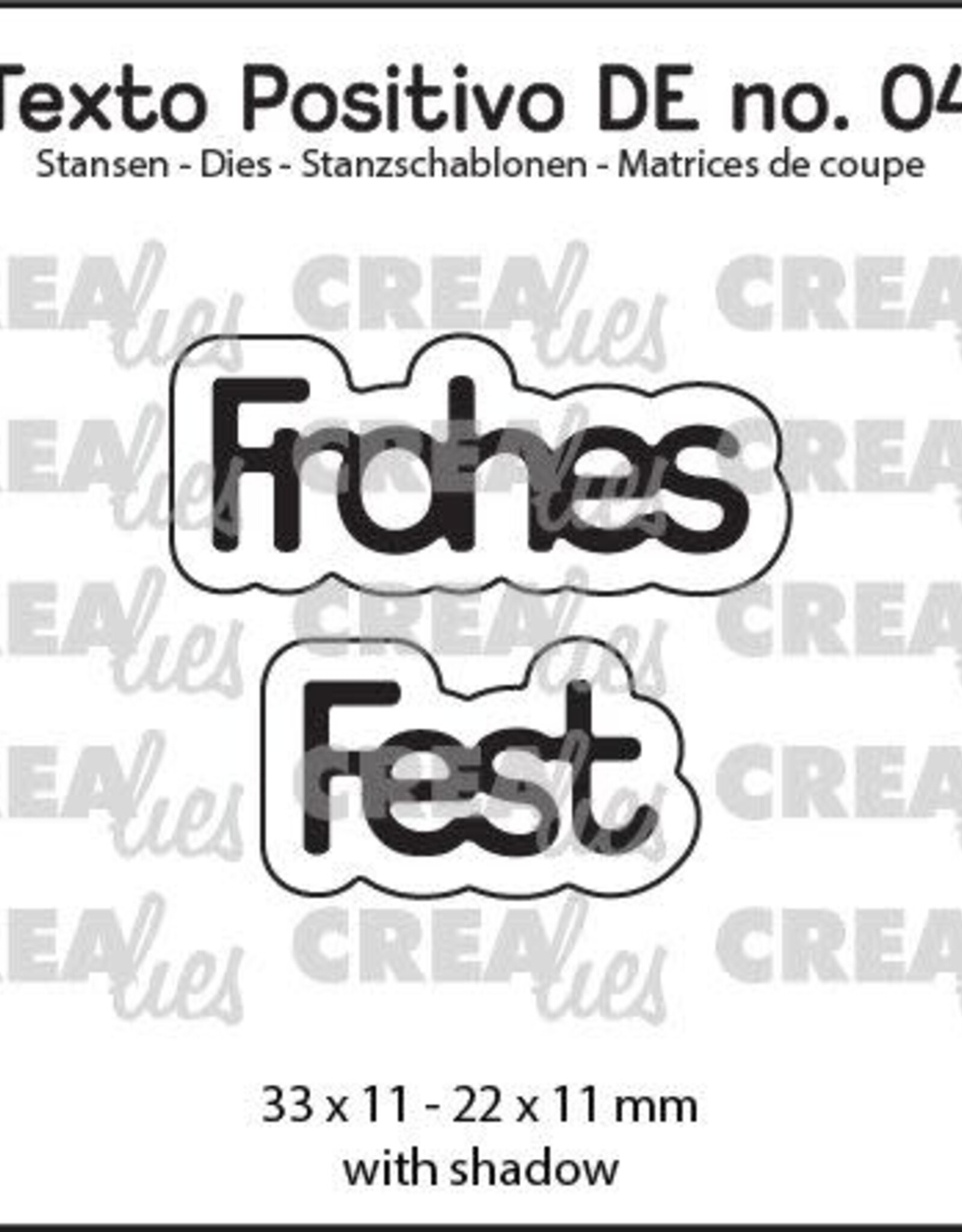 Crealies Crealies Texto Positivo Stanzschablonen no. 04, Frohes Fest  POSDE04