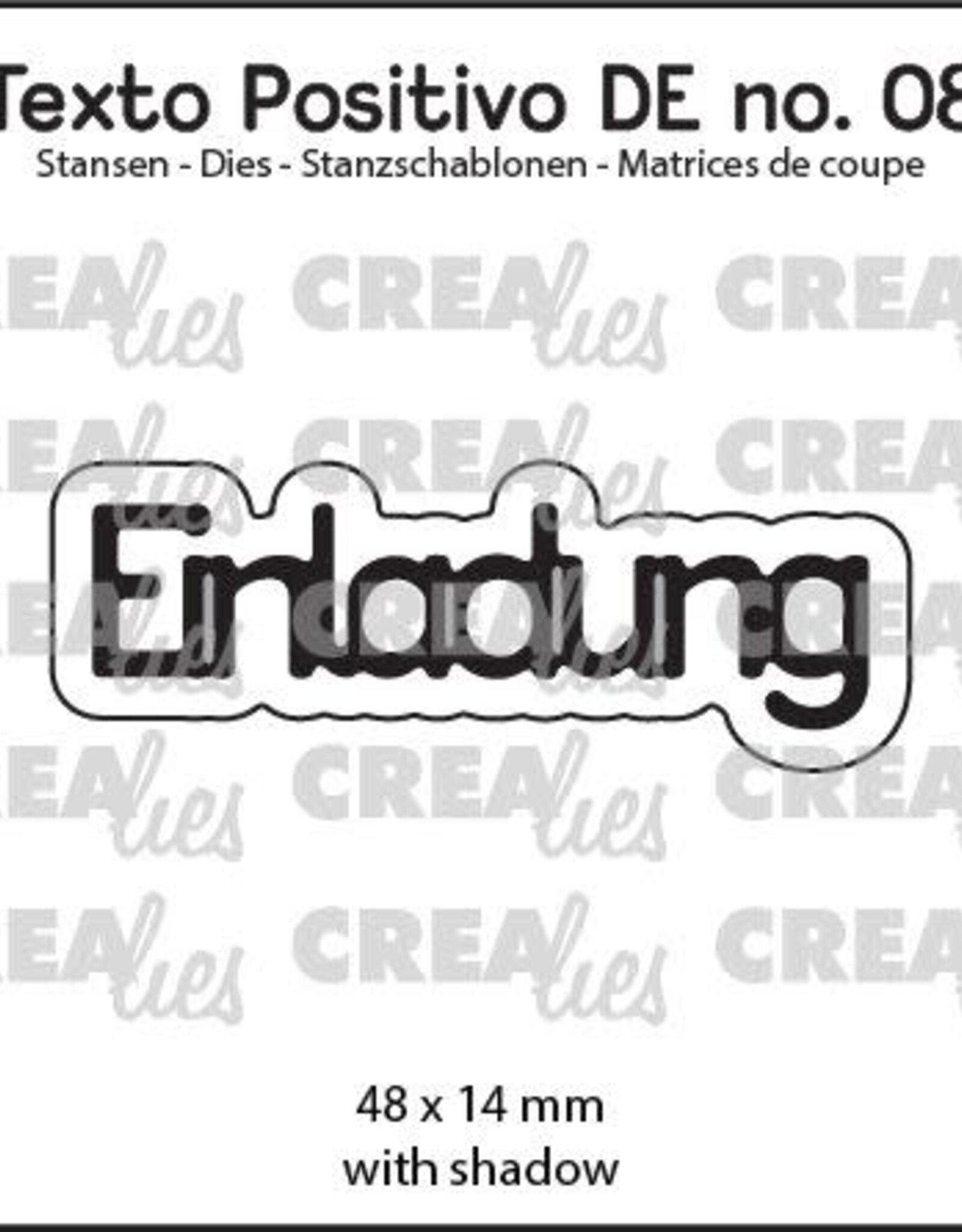 Crealies Crealies Texto Positivo Stanzschablonen no. 08, Einladung  POSDE08