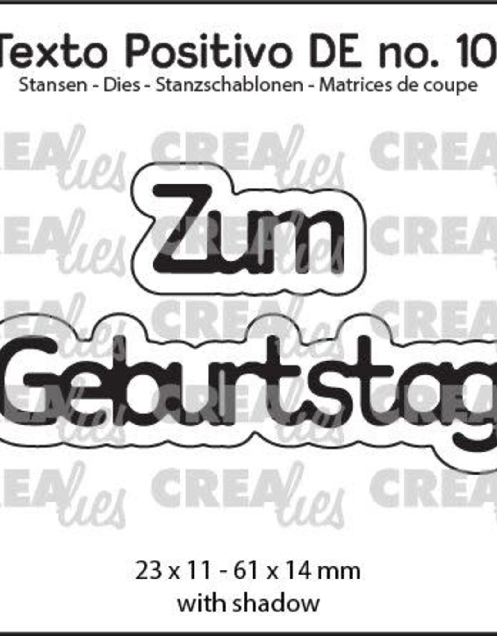 Crealies Crealies Texto Positivo Stanzschablonen no. 101, Zum Geburtstag  POSDE101