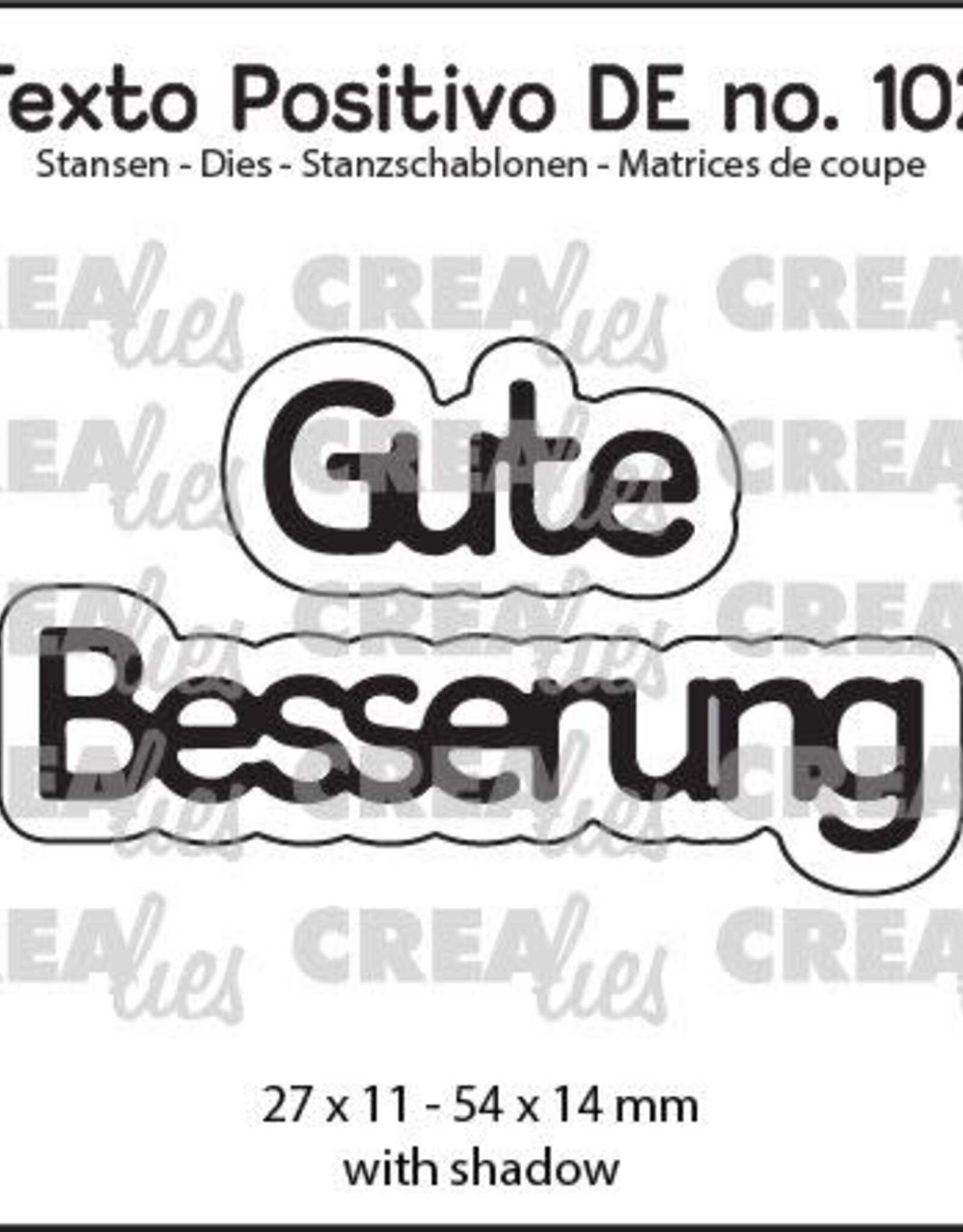 Crealies Crealies Texto Positivo Stanzschablonen no. 102, Gute Besserung  POSDE102