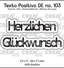 Crealies Crealies Texto Positivo Stanzschablonen no. 103, Herzlichen Glückwunsch POSDE103