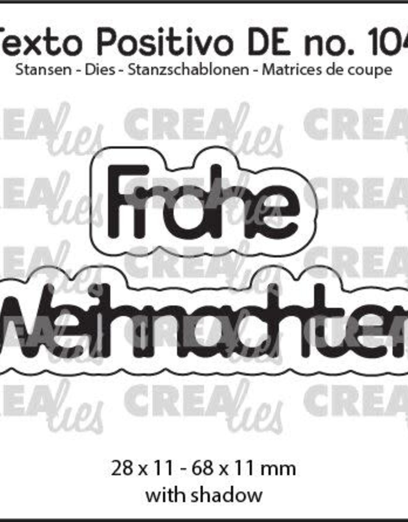 Crealies Crealies Texto Positivo Stanzschablonen no. 104, Frohe Weihnachten  POSDE104