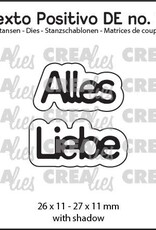 Crealies Crealies Texto Positivo Stanzschablonen no. 12, Alles Liebe  POSDE12