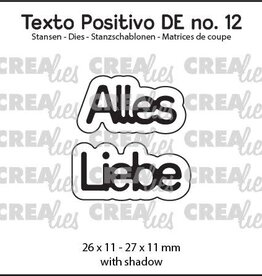 Crealies Crealies Texto Positivo Stanzschablonen no. 12, Alles Liebe  POSDE12