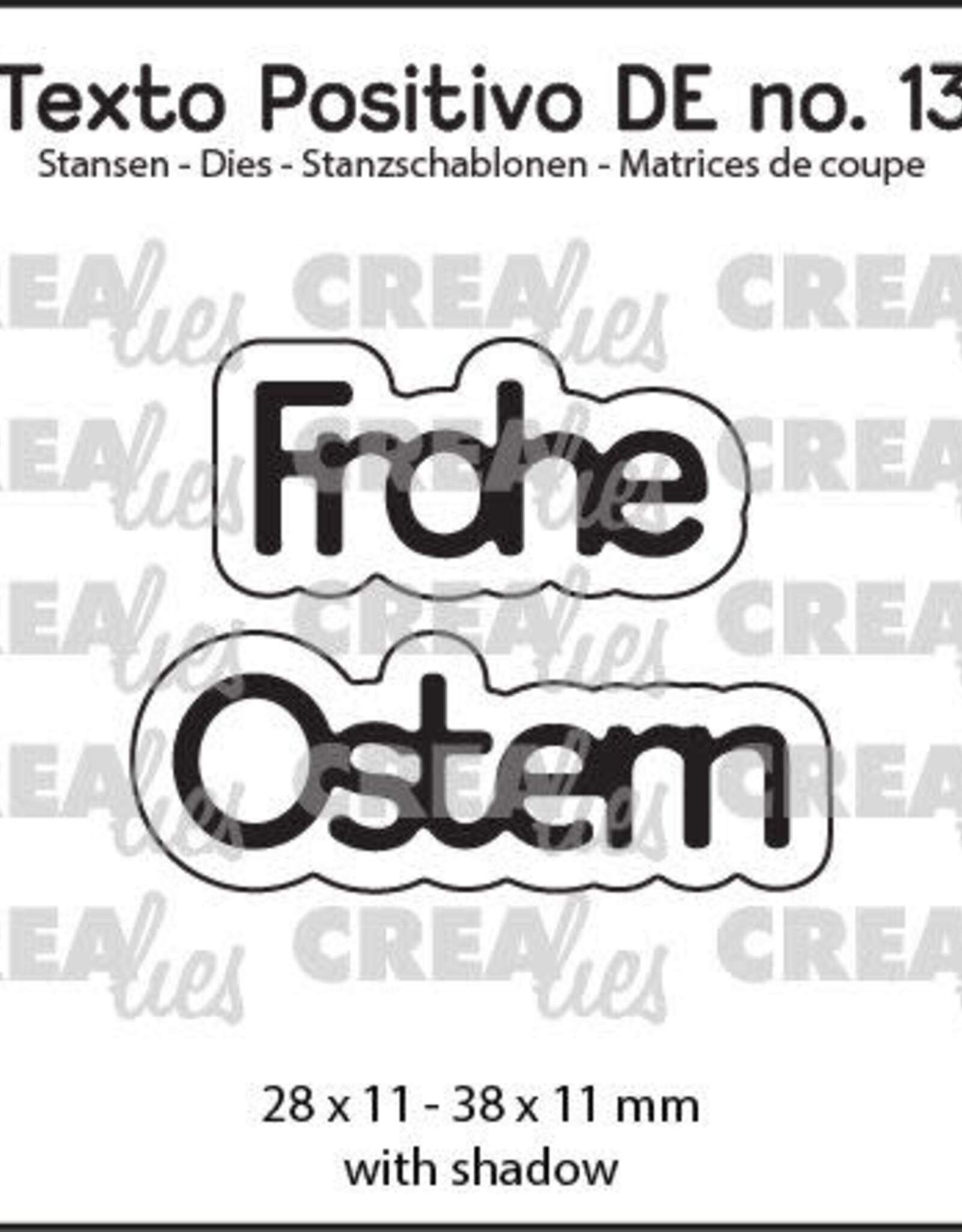 Crealies Crealies Texto Positivo Stanzschablonen no. 13, Frohe Ostern  POSDE13