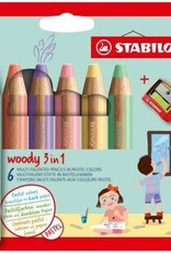 Stabilo STABILO woody 3 in 1 Pastel - 6 stuks + puntenslijper