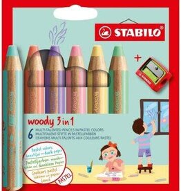 Stabilo STABILO woody 3 in 1 Pastel - 6 stuks + puntenslijper