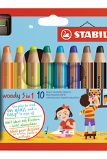 Stabilo Stabilo Woody Potloden - 3 in 1 - set van 10 + puntenslijper
