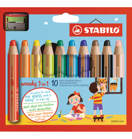 Stabilo Stabilo Woody Potloden - 3 in 1 - set van 10 + puntenslijper