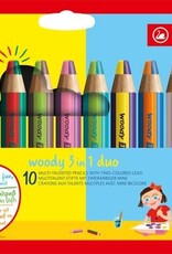 Stabilo Stabilo Kleurpotloden Woody 3in1 Duo 10 stuks + Puntenslijper