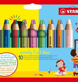 Stabilo Stabilo Kleurpotloden Woody 3in1 Duo 10 stuks + Puntenslijper