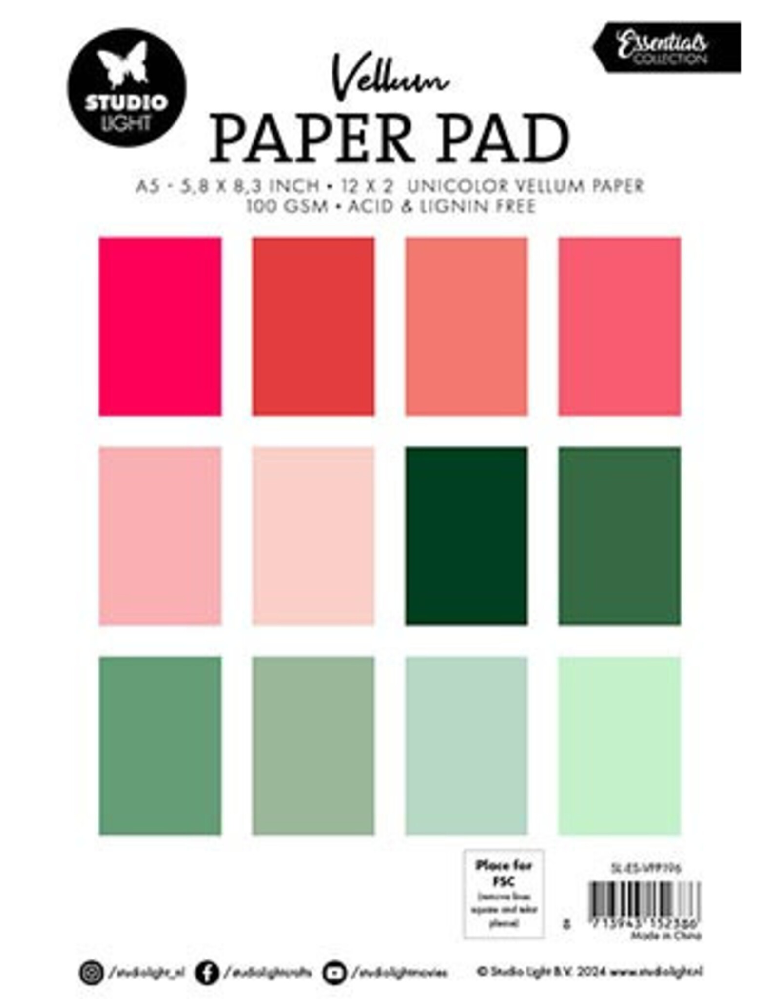 Studio Light Studio Light Vellum Paper Pad Unicolor paper Essentials nr.196  SL-ES-VPP196