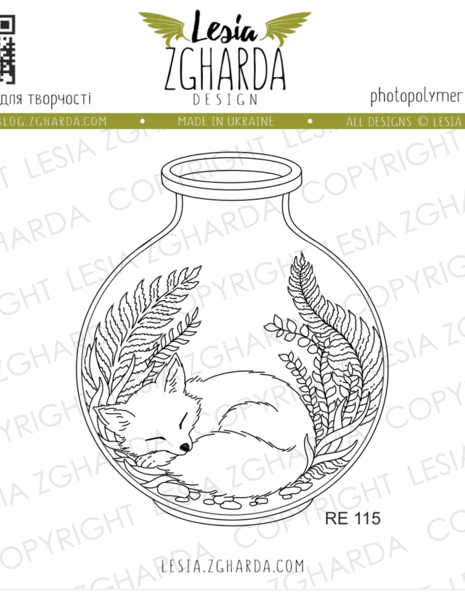 Lesia Zgharda Lesia Zgharda  "Fox in a Forest Jar"  stamp RE115  re115