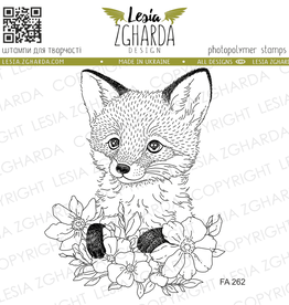 Lesia Zgharda Lesia Zgharda  Fox Cub with Flowers stamp FA262