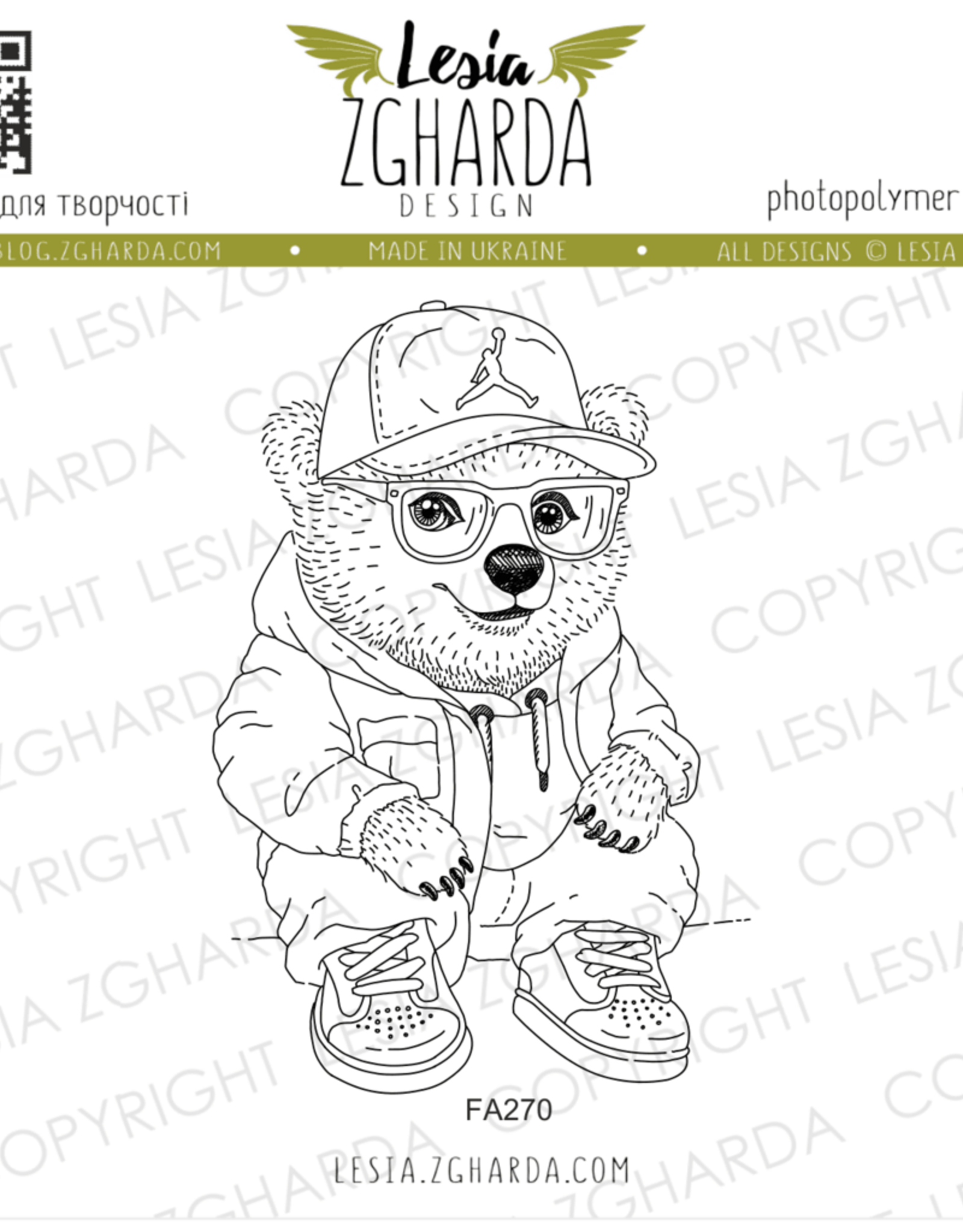 Lesia Zgharda Lesia Zgharda Stamp Hip Hop Bear  FA270