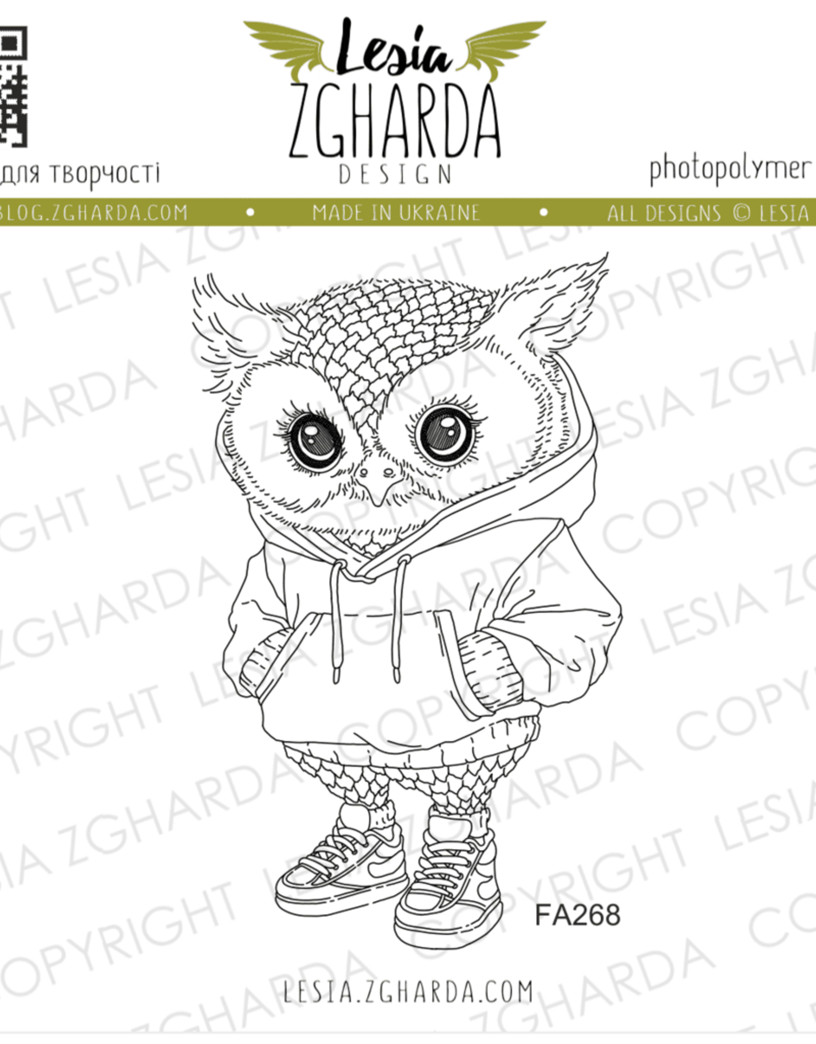 Lesia Zgharda Lesia Zgharda  Cool Owl in a Hoodie  FA268