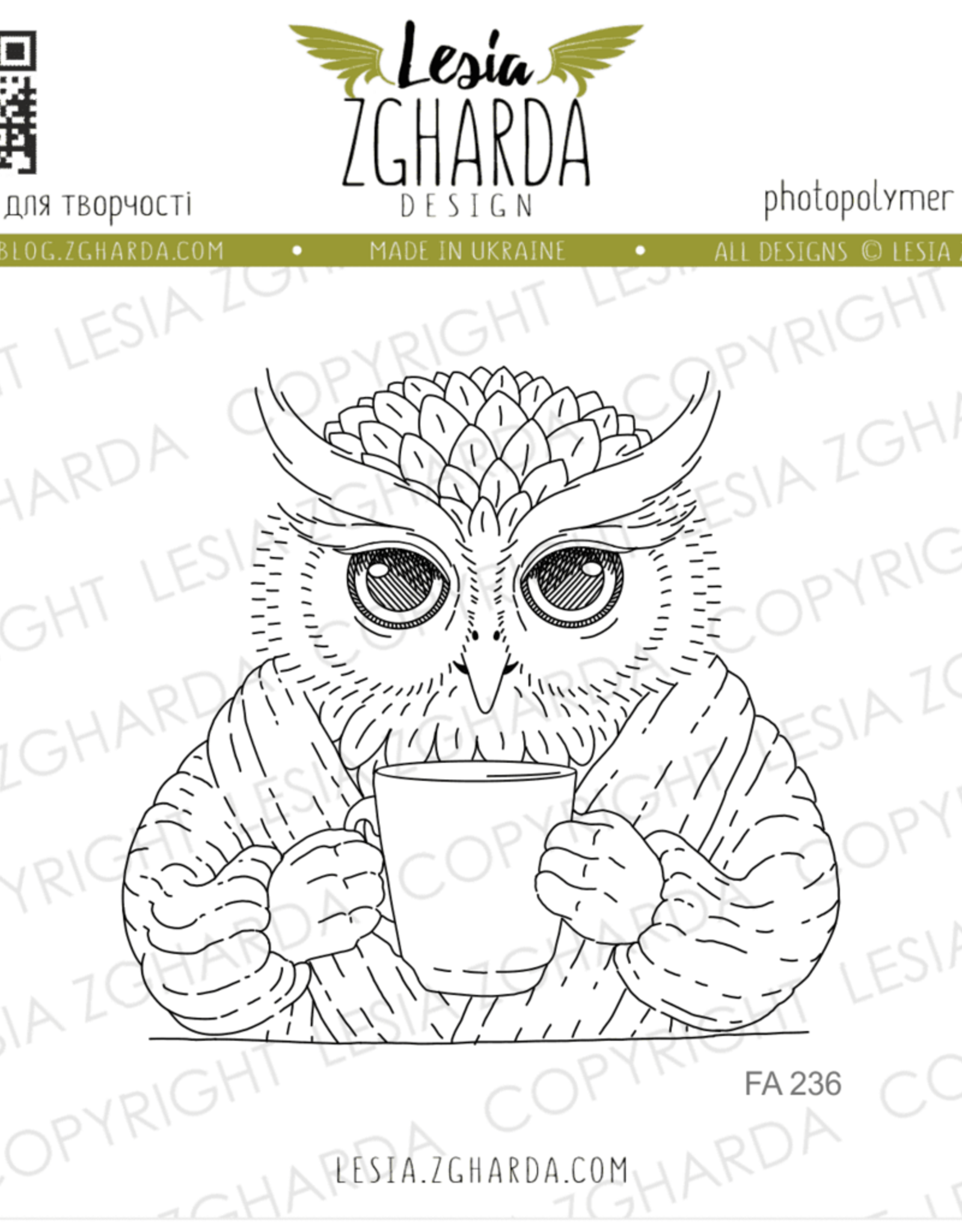 Lesia Zgharda Lesia Zgharda  Owl with a Cup  FA236