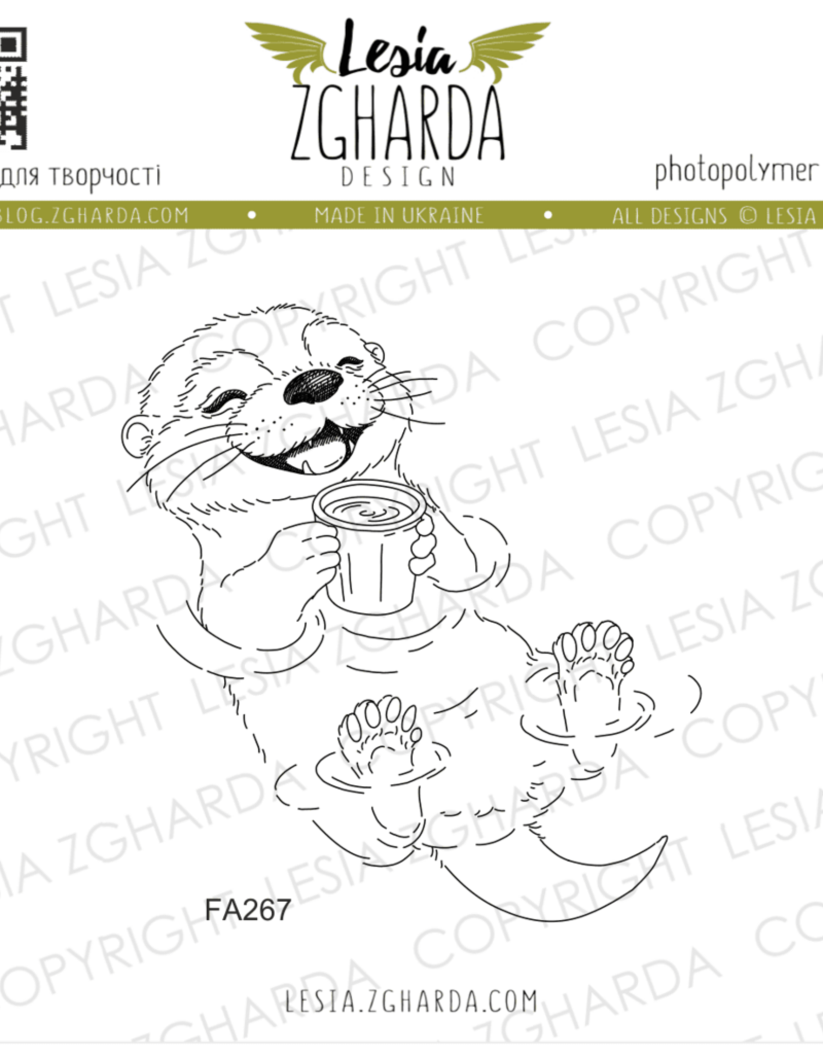 Lesia Zgharda Lesia Zgharda  Cute Otter with a Cup  FA267