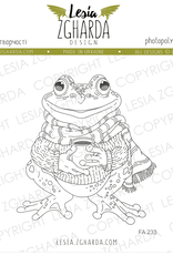 Lesia Zgharda Lesia Zgharda  Cozy Frog with Scarf and Coffee  FA233