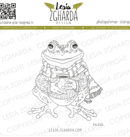 Lesia Zgharda Lesia Zgharda  Cozy Frog with Scarf and Coffee  FA233
