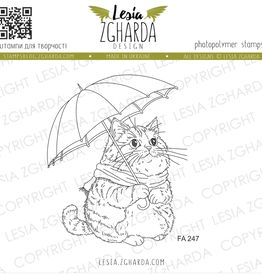 Lesia Zgharda Lesia Zgharda  Cute Cat Under an Umbrella  FA247