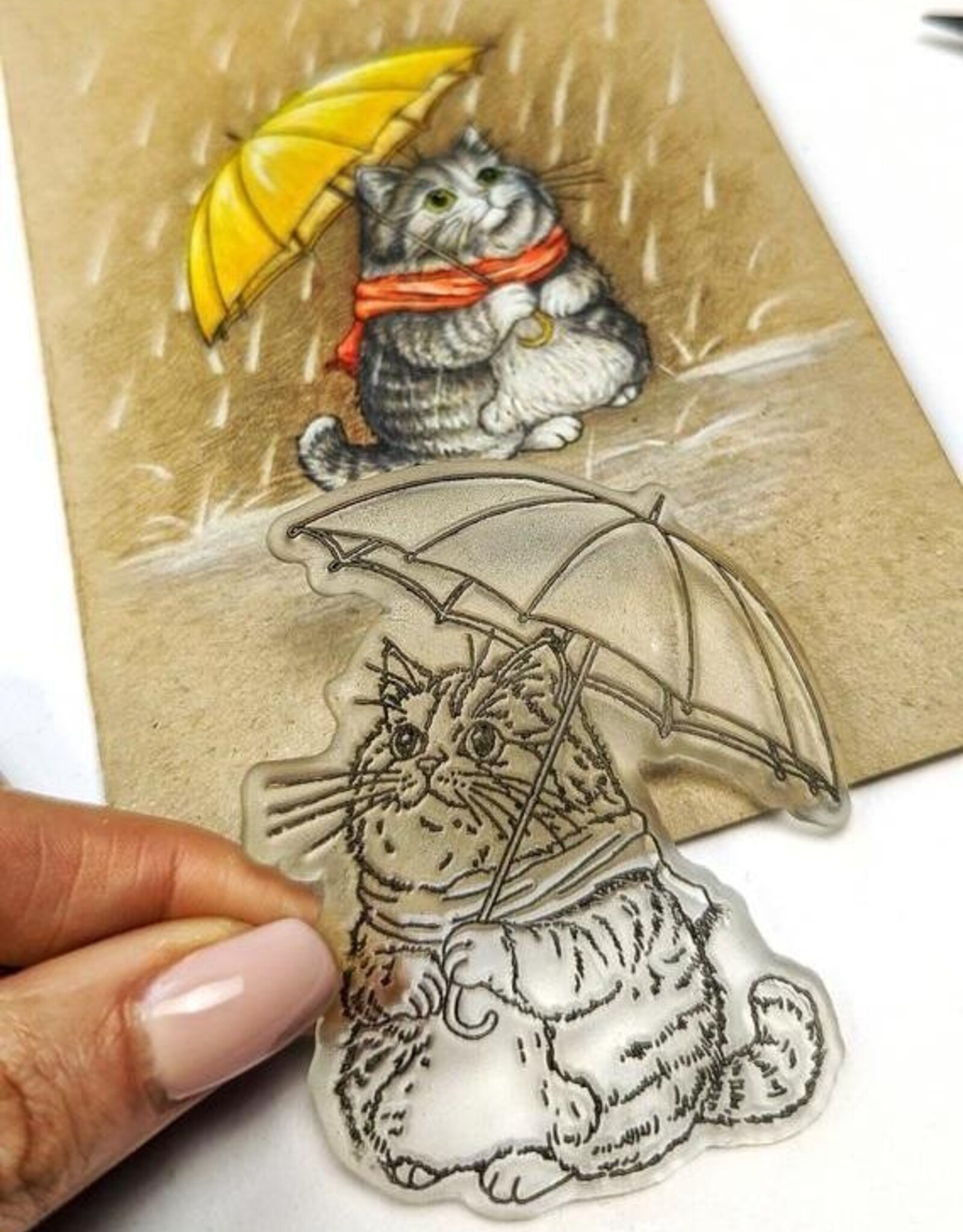 Lesia Zgharda Lesia Zgharda  Cute Cat Under an Umbrella  FA247