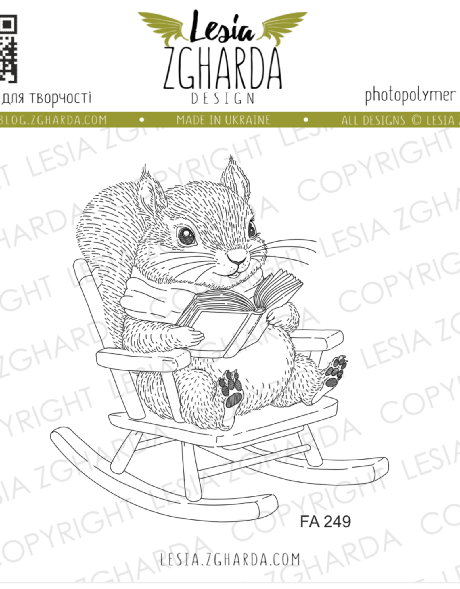 Lesia Zgharda Lesia Zgharda Squirrel with a Book on the Rocking Chair  FA249