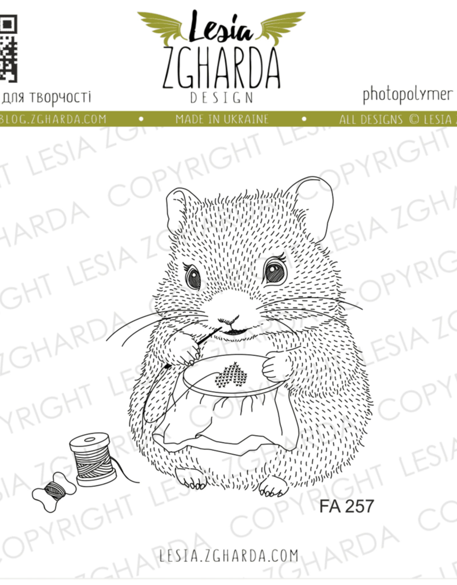 Lesia Zgharda Lesia Zgharda Stamp Set "Stitching Hamster"  FA257