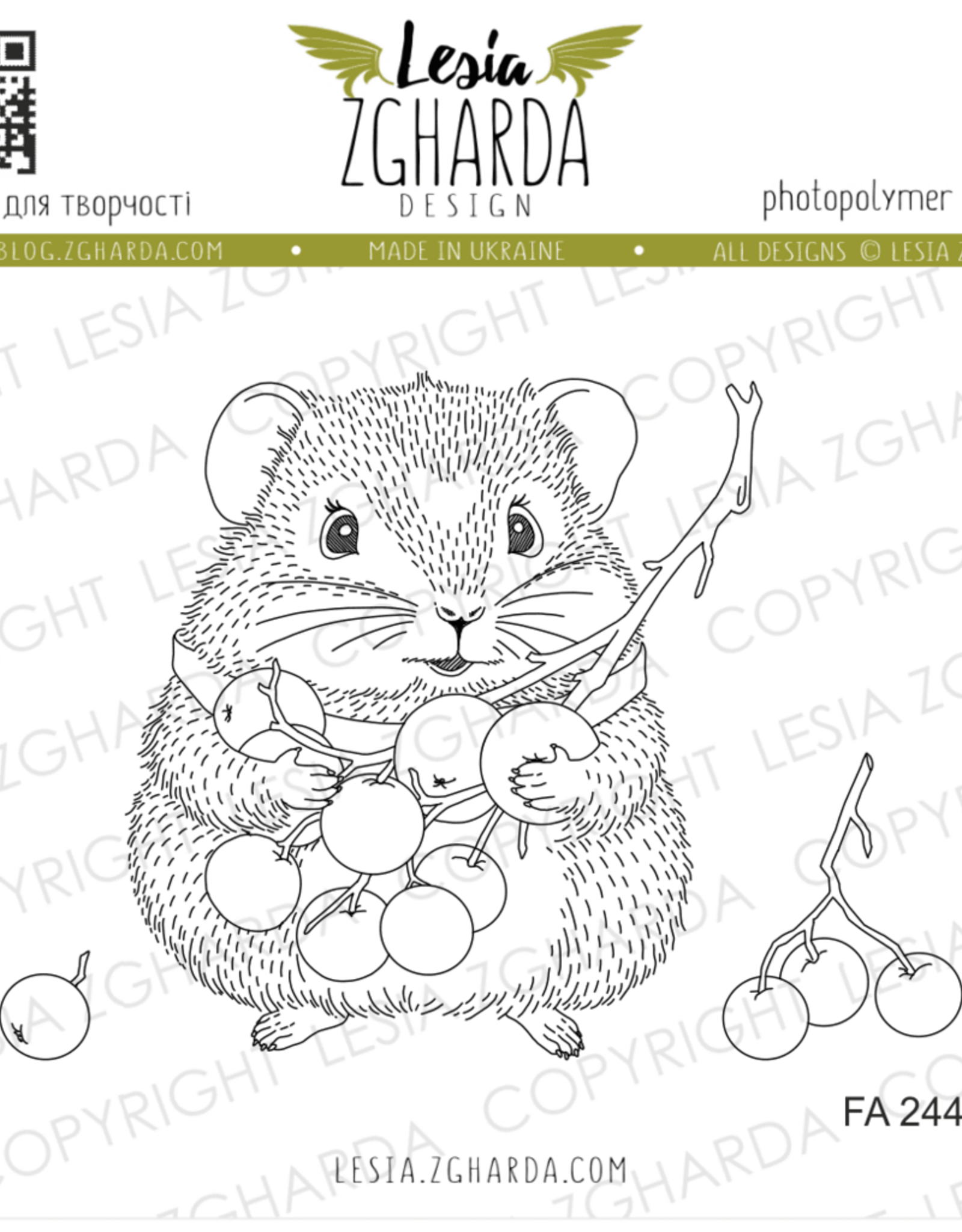 Lesia Zgharda Lesia Zgharda Stamp Set "Hamster with Berries"  FA244