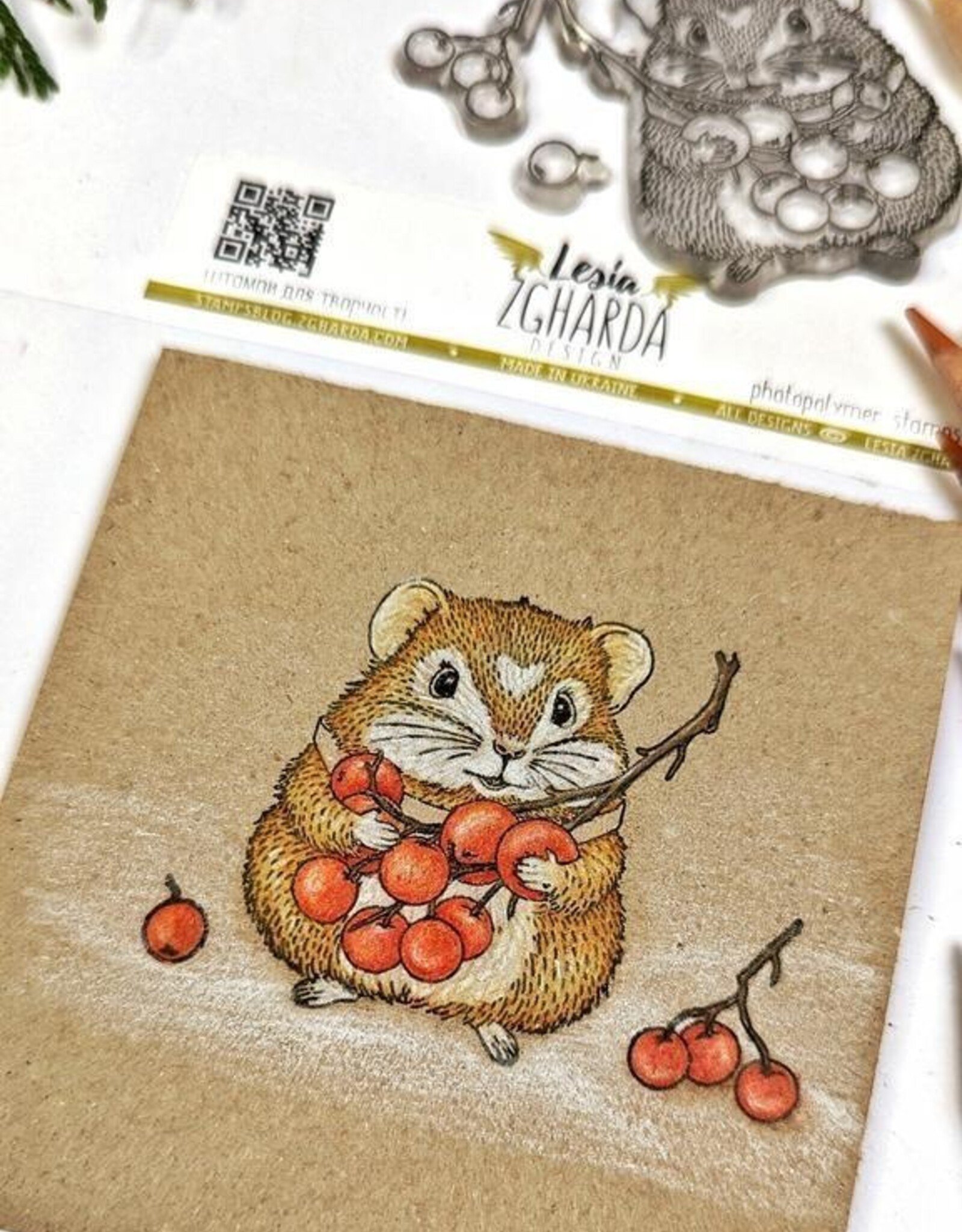 Lesia Zgharda Lesia Zgharda Stamp Set "Hamster with Berries"  FA244