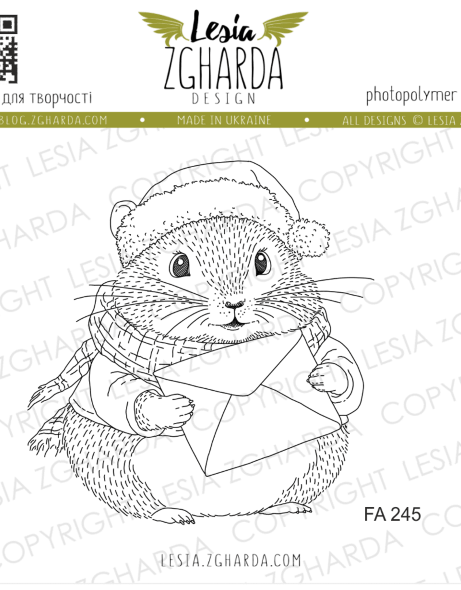 Lesia Zgharda Lesia Zgharda Christmas Hamster with Envelope  FA245