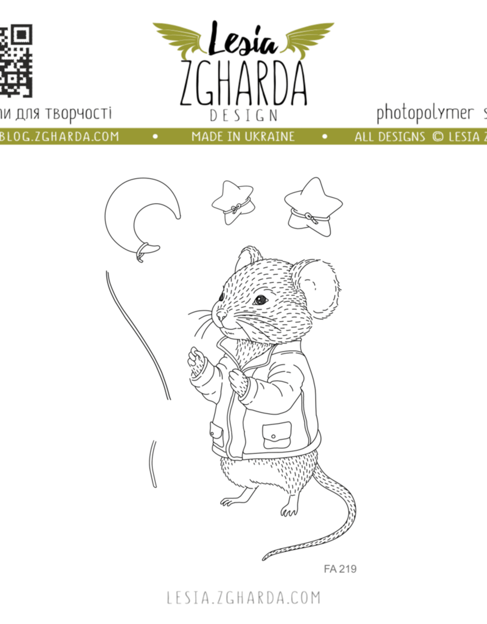 Lesia Zgharda Lesia Zgharda Stamp Set "Mouse Boy with Stars and a Moon"  FA219