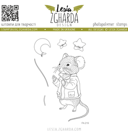 Lesia Zgharda Lesia Zgharda Stamp Set "Mouse Boy with Stars and a Moon"  FA219