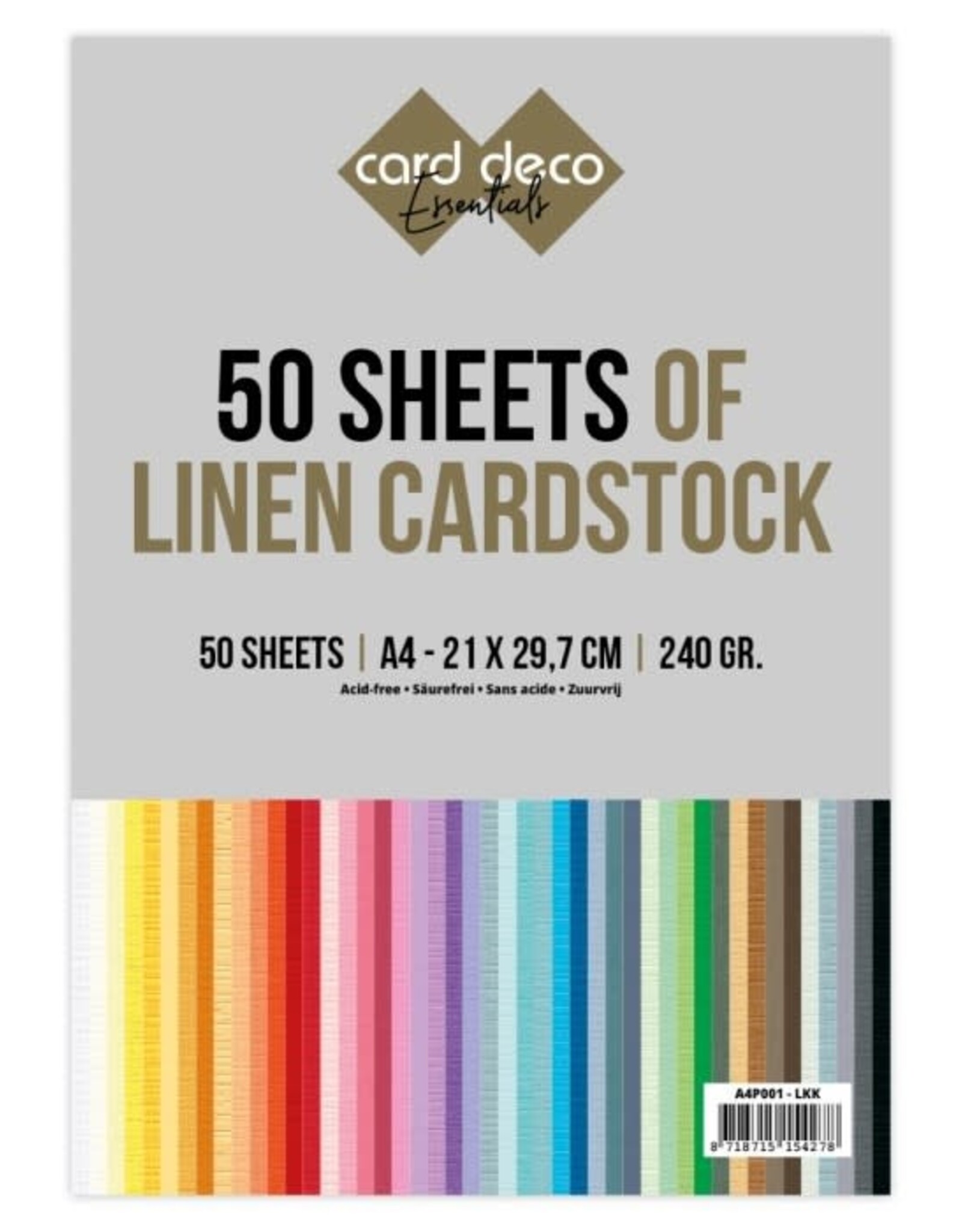 Card Deco Assortiepak Linnencardstock - Card Deco - A4 - 50 Sheets