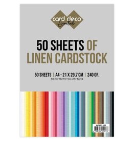 Card Deco Assortiepak Linnencardstock - Card Deco - A4 - 50 Sheets