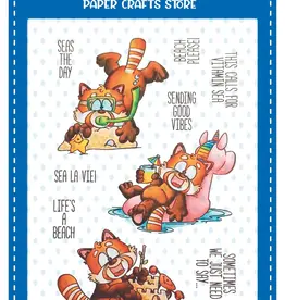 Whimsy Stamps Whimsy Stamps Red Panda Beach  clear stamps  DP1115