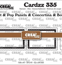 Crealies Crealies Cardzz stansen no. 335, Twist & Pop A7, Panelen & Leporello & Miniboekje Postzegel CLCZ335