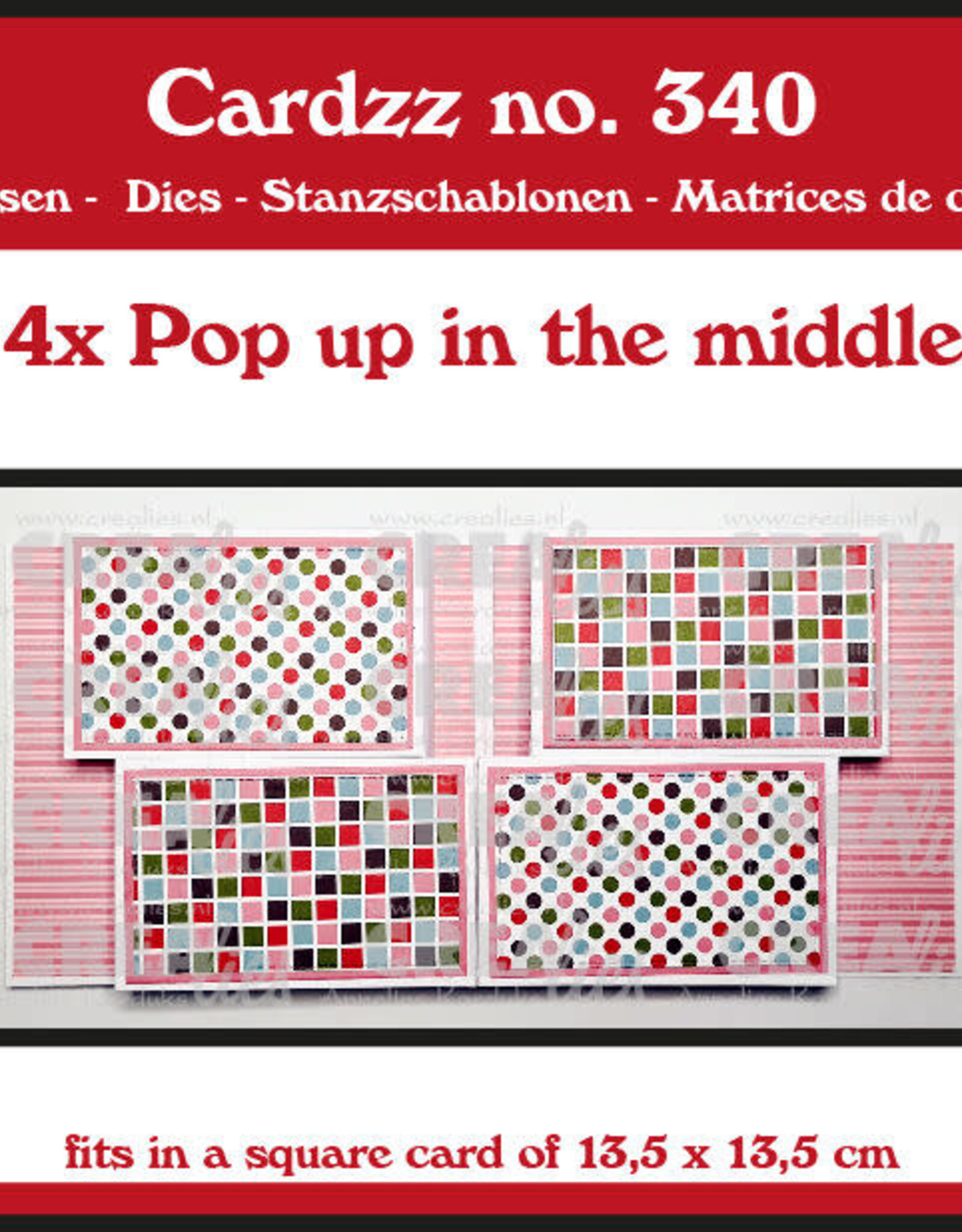 Crealies Crealies Cardzz stansen no. 340, 4x Pop Up in het midden  CLCZ340