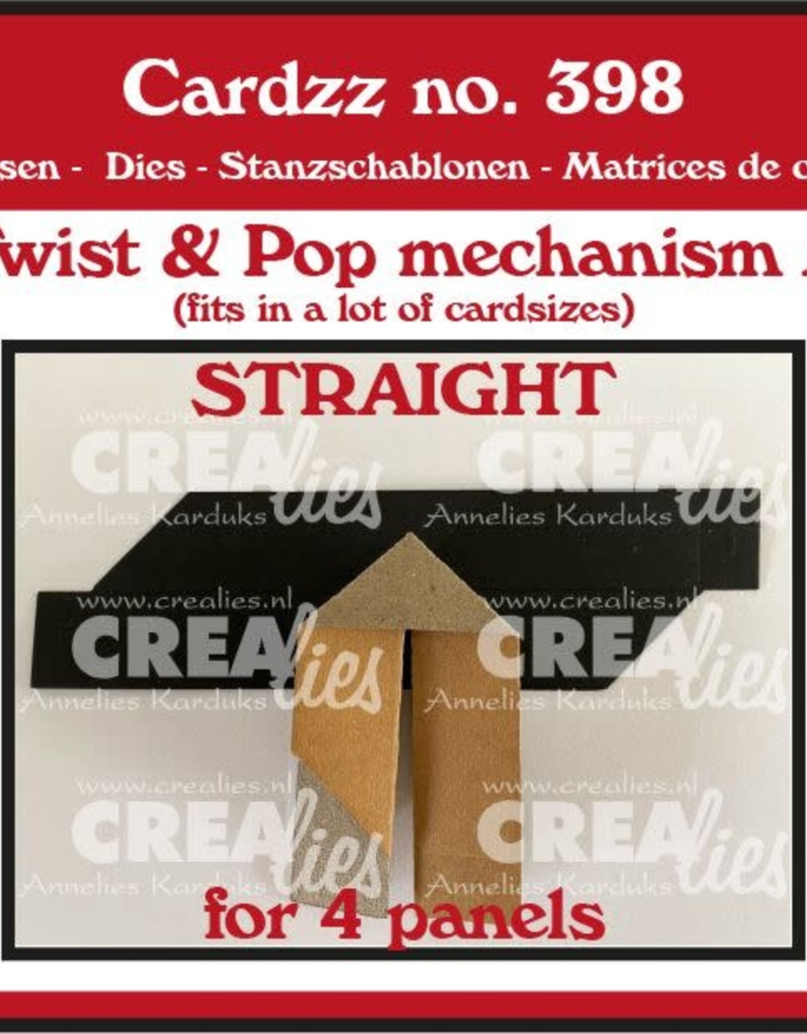 Crealies Crealies Cardzz stansen no. 398, Twist mechanisme A Recht voor 4 panelen CLCZ398
