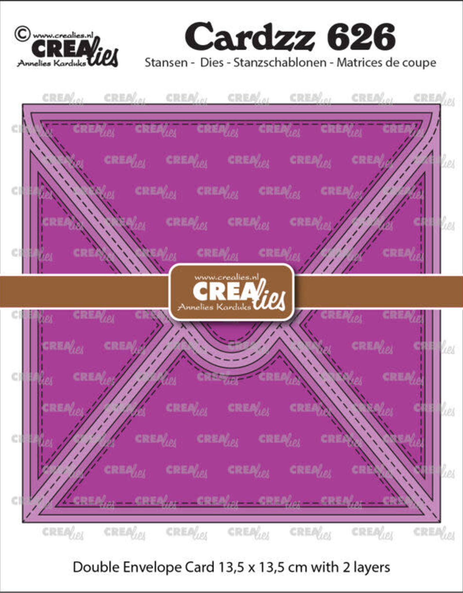 Crealies Crealies Cardzz stansen no. 626, Dubbele Envelopkaart vierkant  CLCZ626