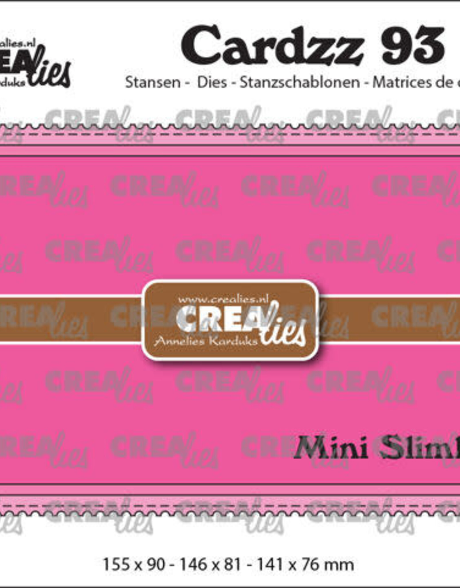 Crealies Crealies Cardzz stansen no. 93, Mini Slimline M, met postzegelrand  CLCZ93
