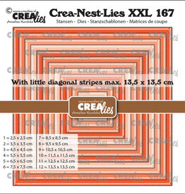 Crealies Crealies Crea-Nest-Lies XXL stansen no. 167, Vierkanten met kleine schuine streepjes