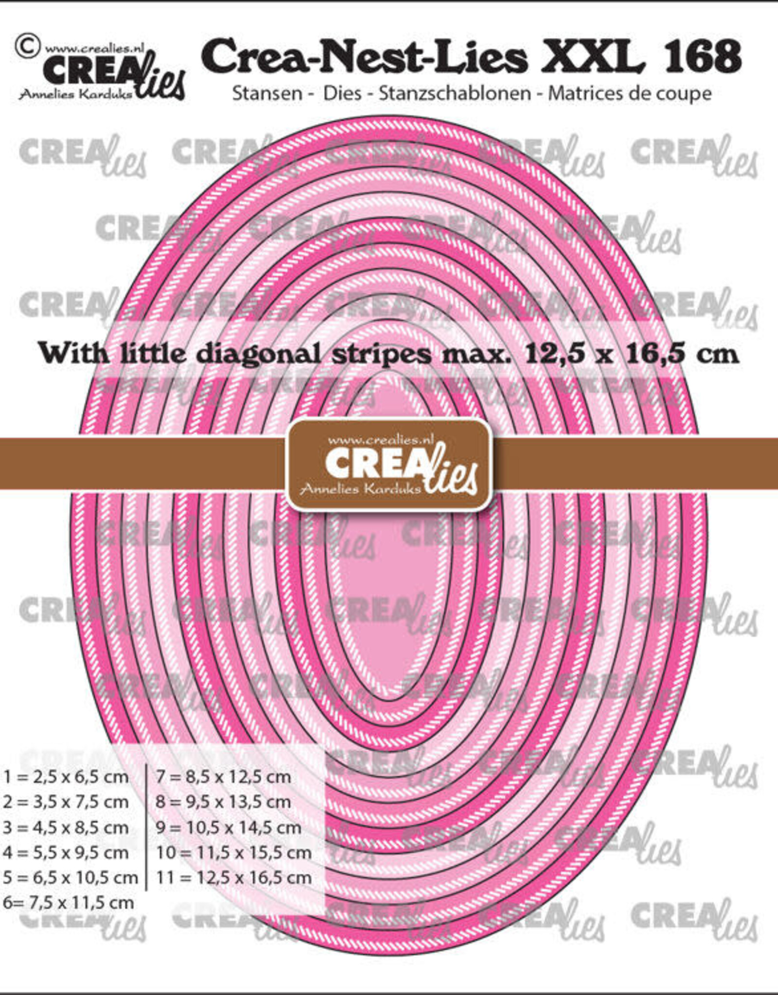 Crealies Crealies Crea-Nest-Lies XXL stansen no. 168, Ovalen met kleine schuine streepjes