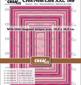 Crealies Crealies Crea-Nest-Lies XXL stansen no. 169, Rechthoeken met kleine schuine streepjes