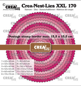Crealies Crealies Crea-Nest-Lies XXL stansen no. 170, Cirkels met postzegelrand