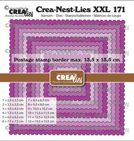 Crealies Crealies Crea-Nest-Lies XXL stansen no. 171, Vierkanten met postzegelrand