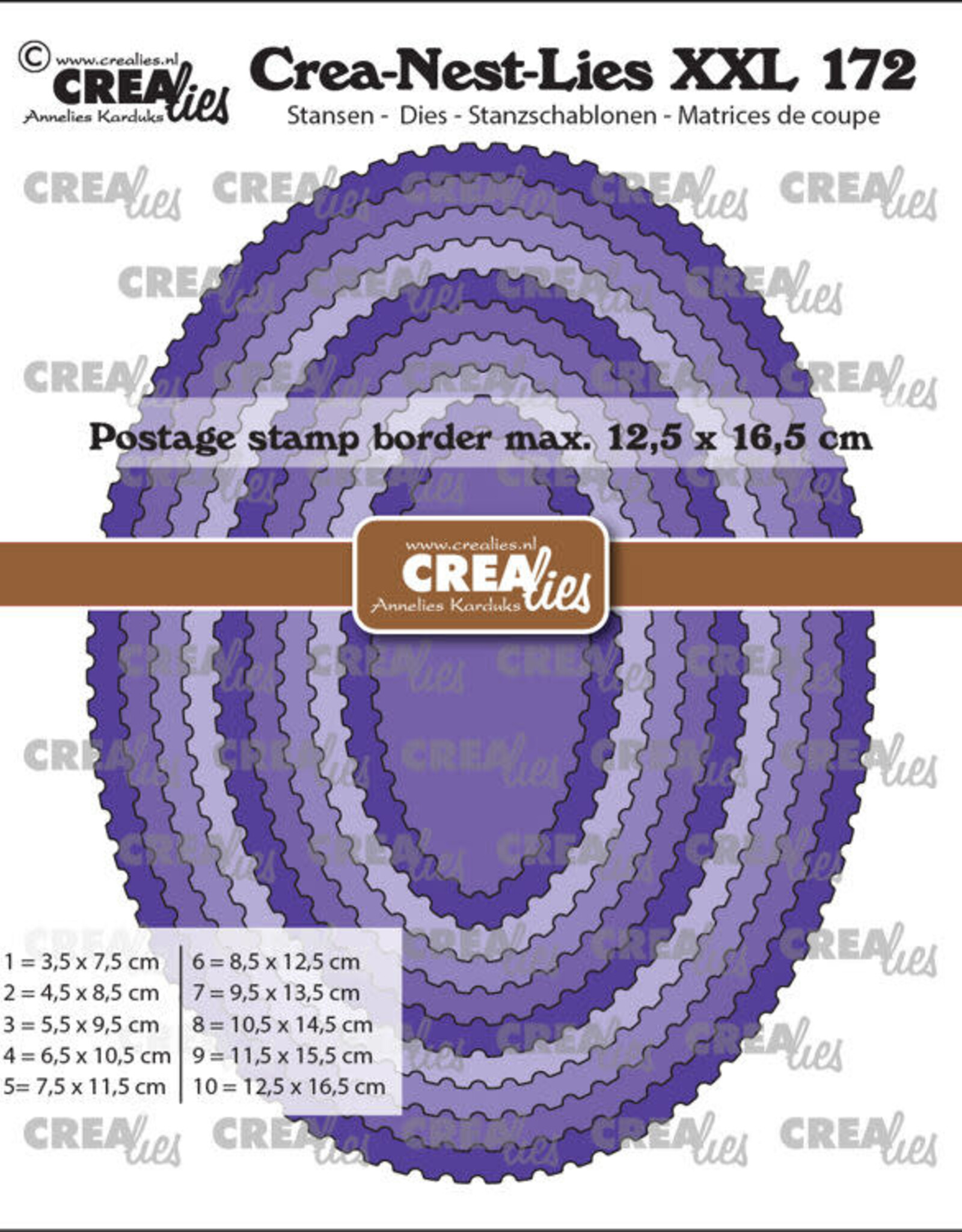 Crealies Crealies Crea-Nest-Lies XXL stansen no. 172, Ovalen met postzegelrand