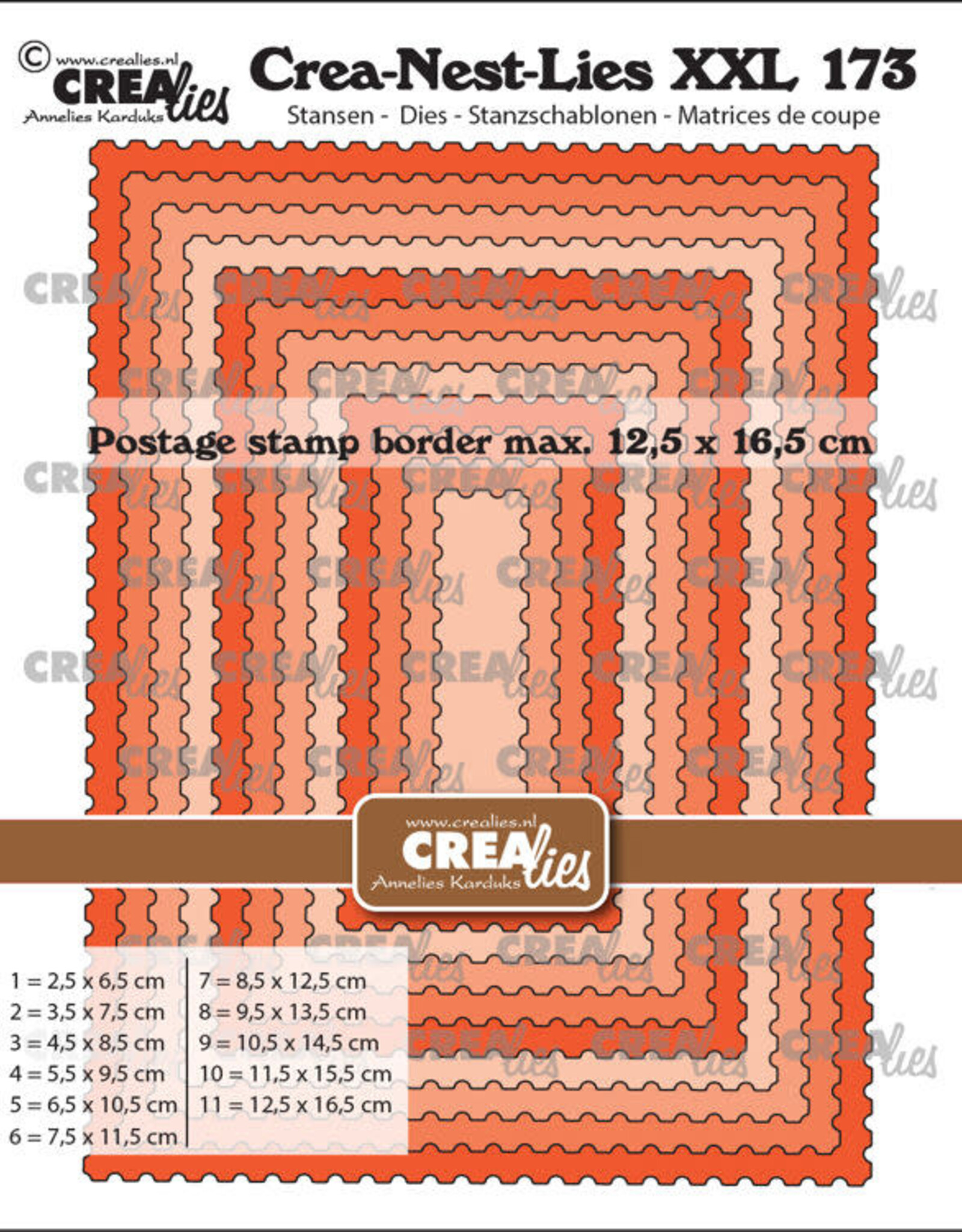 Crealies Crealies Crea-Nest-Lies XXL stansen no. 173, Rechthoeken met postzegelrand