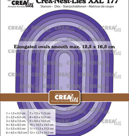 Crealies Crealies  Crea-Nest-Lies XXL stansen no. 177, Uitgerekte ovalen glad (past onder XXL175)