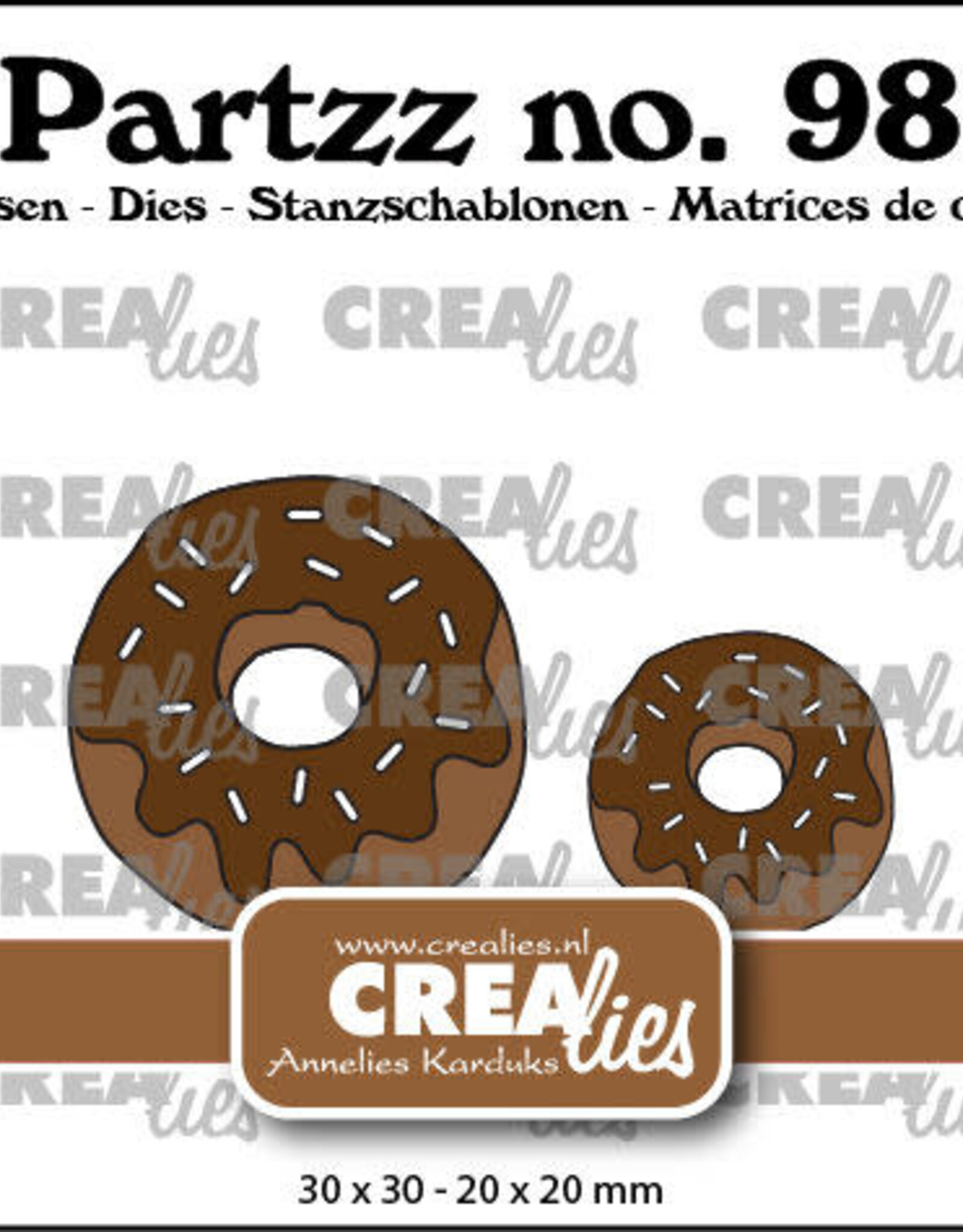 Crealies Crealies Partzz stansen no. 98, Donut middel en klein